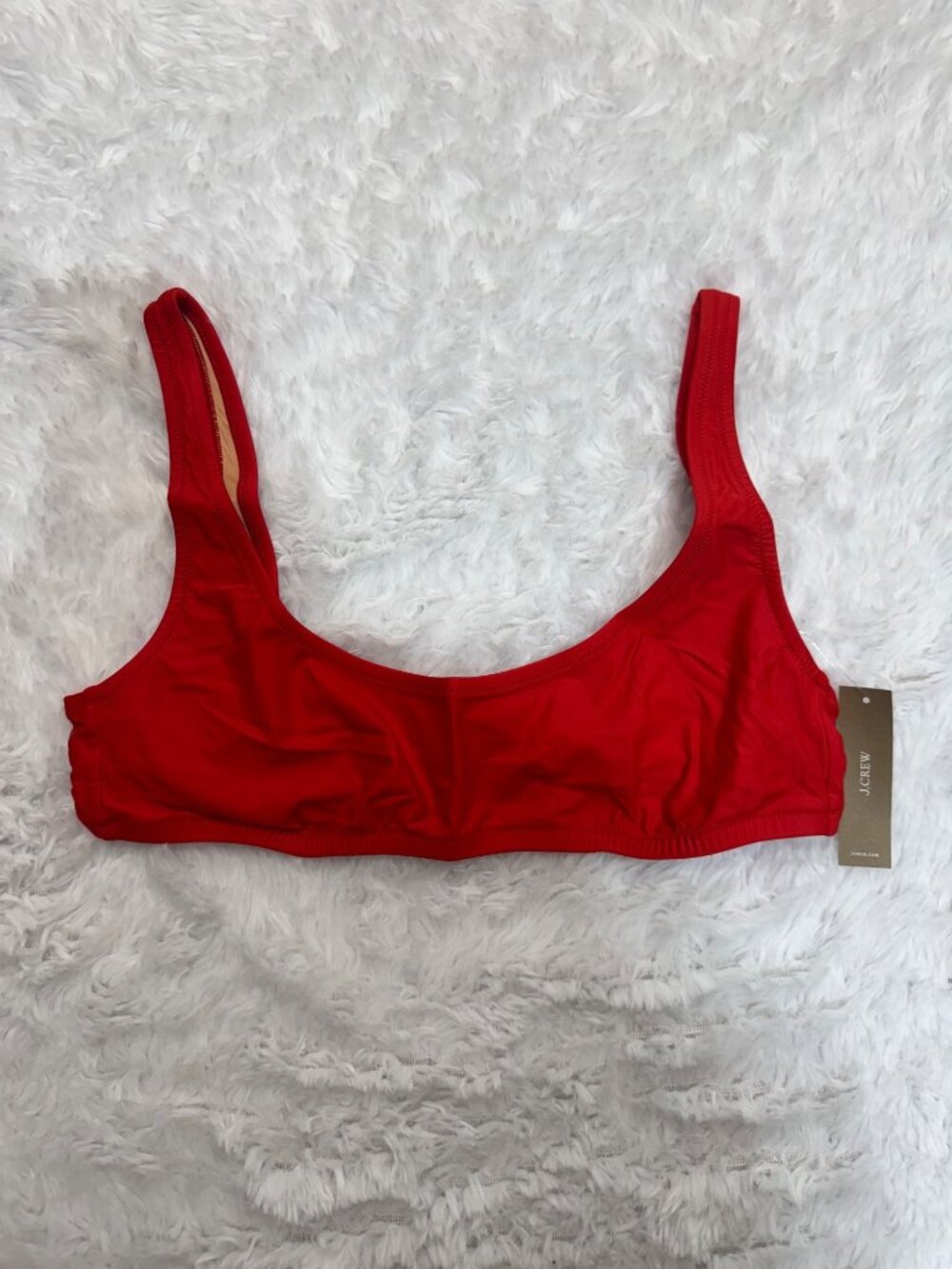 J.Crew Red Bikini Top Adjustable Back Lined Heritage Scoop Neck Bikini Top Large - Picture 10 of 10
